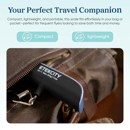 Etekcity Luggage Scale, Travel Essentials, Digital Suitcase Weight Scales for Travel Accessories, Hanging Baggage Scale with Temperature Sensor, Rubber Paint, 110 Pounds, Battery Included, Blue