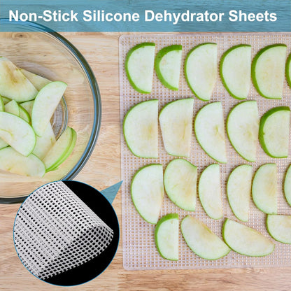 uxcell 13 x 20.9" Silicone Dehydrator Sheets, 5 Pcs Non-Stick Reusable Drying Mesh for Food Dehydrator, White