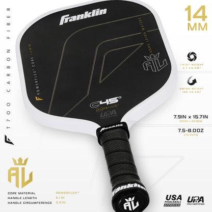 Franklin Sports PRO Pickleball Paddles – C45 Carbon Fiber Series - Official USAP + UPA Approved Pickleball Paddle - Aurelius 14mm Polymer Core - Official Shape of Anna Leigh Waters - Black/White