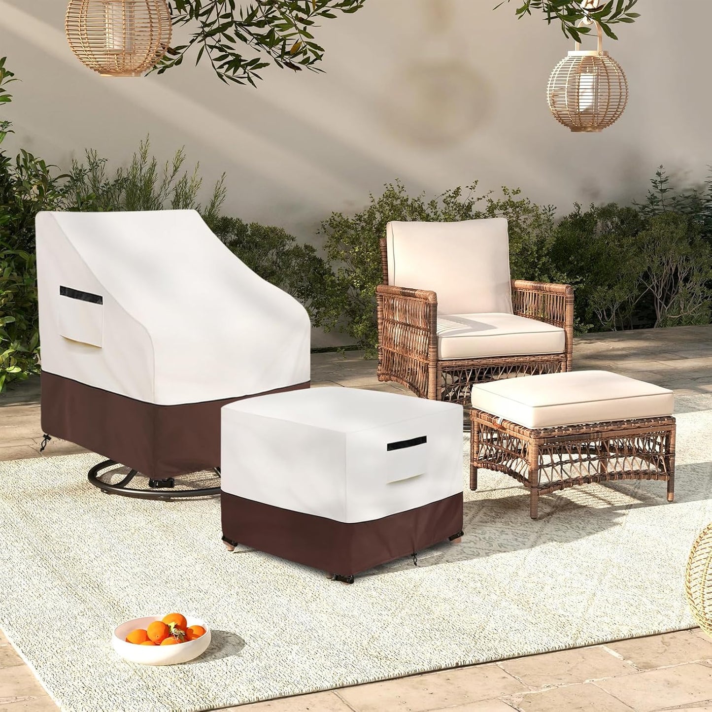 Cover,22W 22D 18H inch,Waterproof 3-Piece Set Patio Ottoman x x Square Patio Small Side Table Cover,Suitable