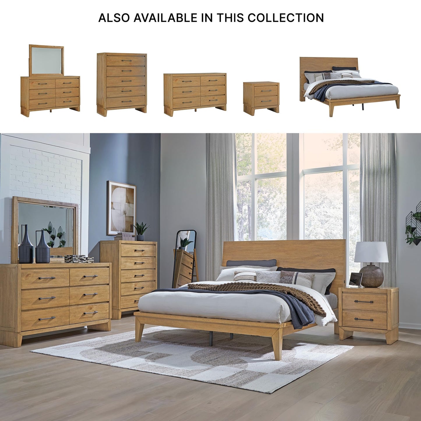 Signature Design by Ashley Sherbana Casual 5-Drawer Chest of Drawers with Safety Stop and Felt-Lined Top Drawer, Light Brown