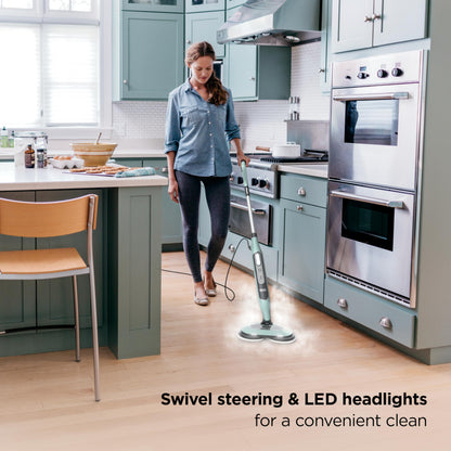 Shark Steam & Scrub Steam Mop, All-in-One Scrubbing and Sanitizing Hard Floor Cleaner, LED Headlights, 4 Dirt Grip Soft Scrub Pads Included, XL Water Tank, Swivel Steering, Hawaiian Grey, S8001