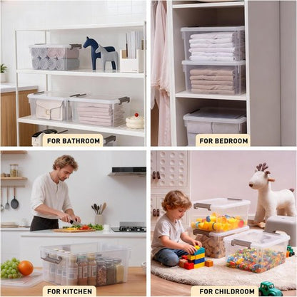 Citylife 17 QT Plastic Storage Bins - 6 Pack Stackable Containers with Lids for Organizing | Clear Storage Box