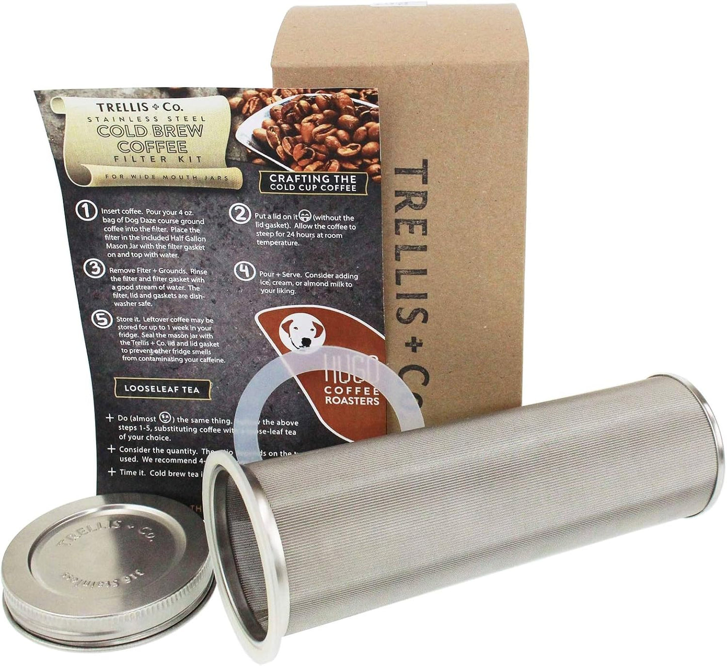 Cold Brew Coffee Filter & Lid - Stainless Steel, 80 Micron Woven, Fits Half Gallon Wide Mouth Mason Jars