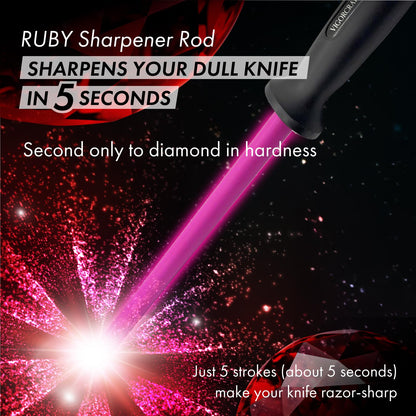 VIGORCRAFT Ruby Sharpener Rod: Durable Knife Sharpener, Harder Than Steel Honing Rod, Japan Product