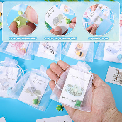 BESARME 50 Set Employee Appreciation Gifts Bulk, Teacher Appreciation Gifts for Coworkers Staff Thank You Gift Resin Animal Set with Inspirational Note Cards School Supplies