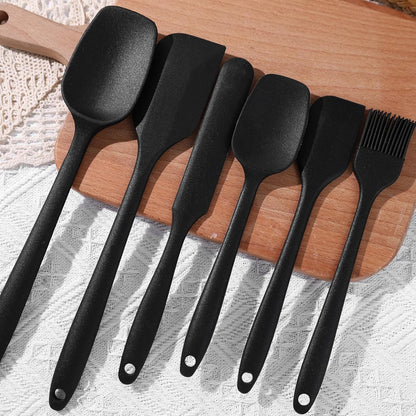 HANSGO 6PCS Silicone Spatula Set, High Heat-Resistant Rubber Kitchen Utensils for Cooking and Baking (Black)