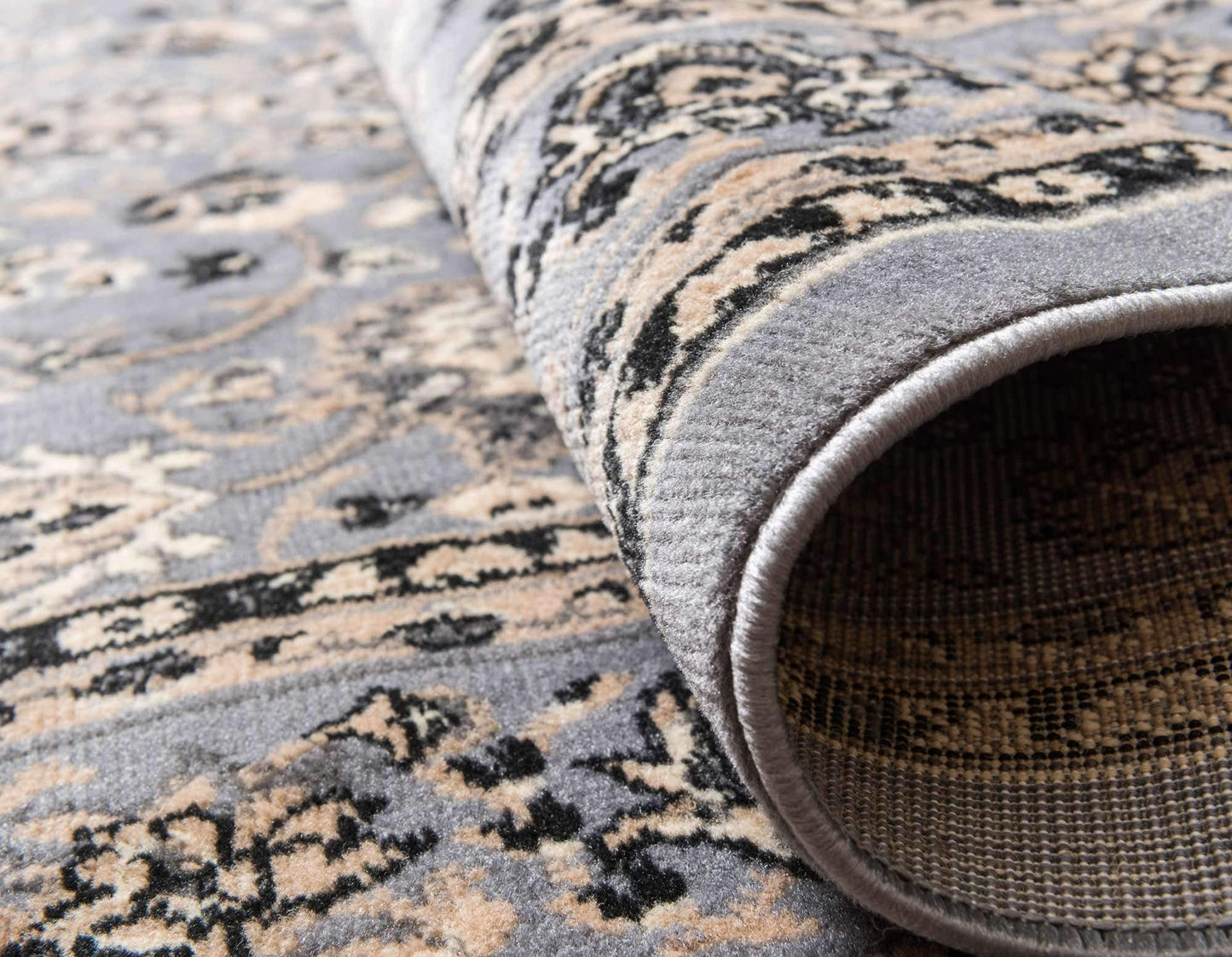 Unique Loom Sialk Hill Collection Area Rug - Washington (9' 10" x 13' 1" Rectangle Gray/Black)