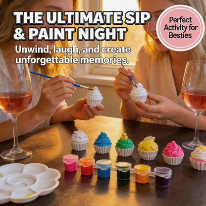 15 Pcs Plaster Painting Kit for Adults & Teens - DIY Miniature Cake & Dessert Figurines - Ceramic-Like Fake Food Props for Home Aesthetic Decor, Crafting & Bakery Display