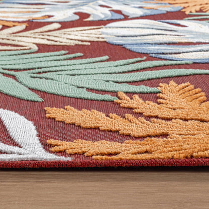 Luul Home Floral Indoor Outdoor Rugs 9x12 Large Area Rug for Living Room, Patio Decor, Kitchen, and Entryway Rug, Washable Stain Resistant Outside Carpet Red 9 x 12