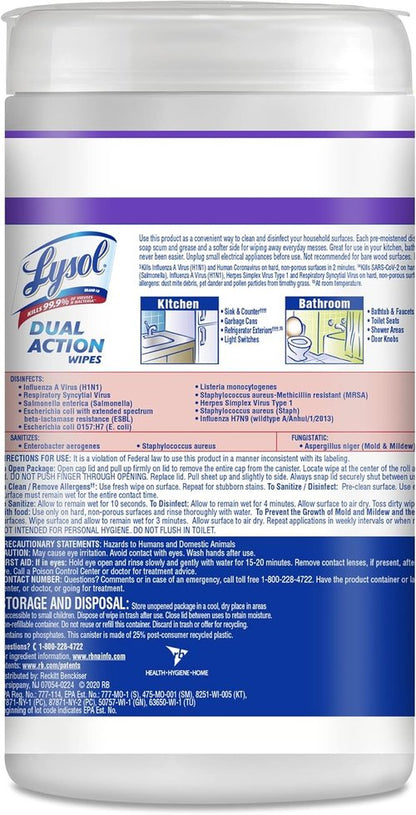 Lysol Dual Action Disinfectant Wipes - Multi-Surface Antibacterial Scrubbing Wipes, Citrus Scent, 75ct (Pack of 4)