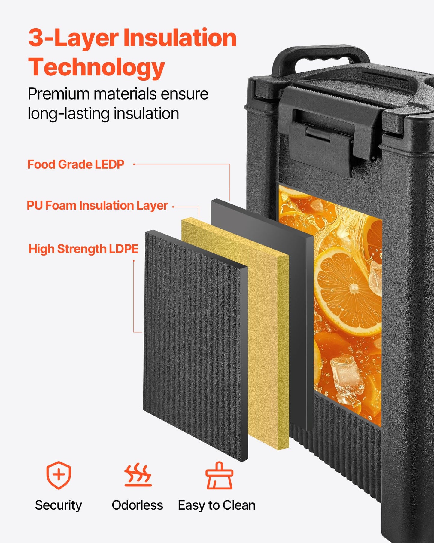 VEVOR Insulated Beverage Dispenser, 5 Gal/19L Hot and Cold Beverage Server with Spigot & Handle, Food-Grade Thermal Drink Dispenser Cooler for Tea Coffee Water in Cafes & Restaurants, 2 Pack, Black