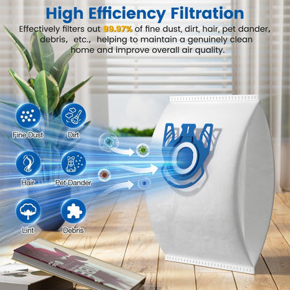 20 Pack 3D Airclean GN Vacuum Bags Compatible with Miele Classic C1, Complete C1, Complete C2, Complete C3, S227 S240, S270, S400, S2, S5, S8 Series Canister Vacuum Cleaner