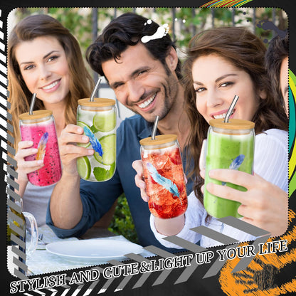 Pickmesh 8 Set Glass Painting Kit for Valentines Day Gifts Adult 16 oz Glass Tumbler with Lids and Straws 12 Markers 12 Colors Acrylic Pain with Brushes to Design Your Own Wine Glasses Gifts