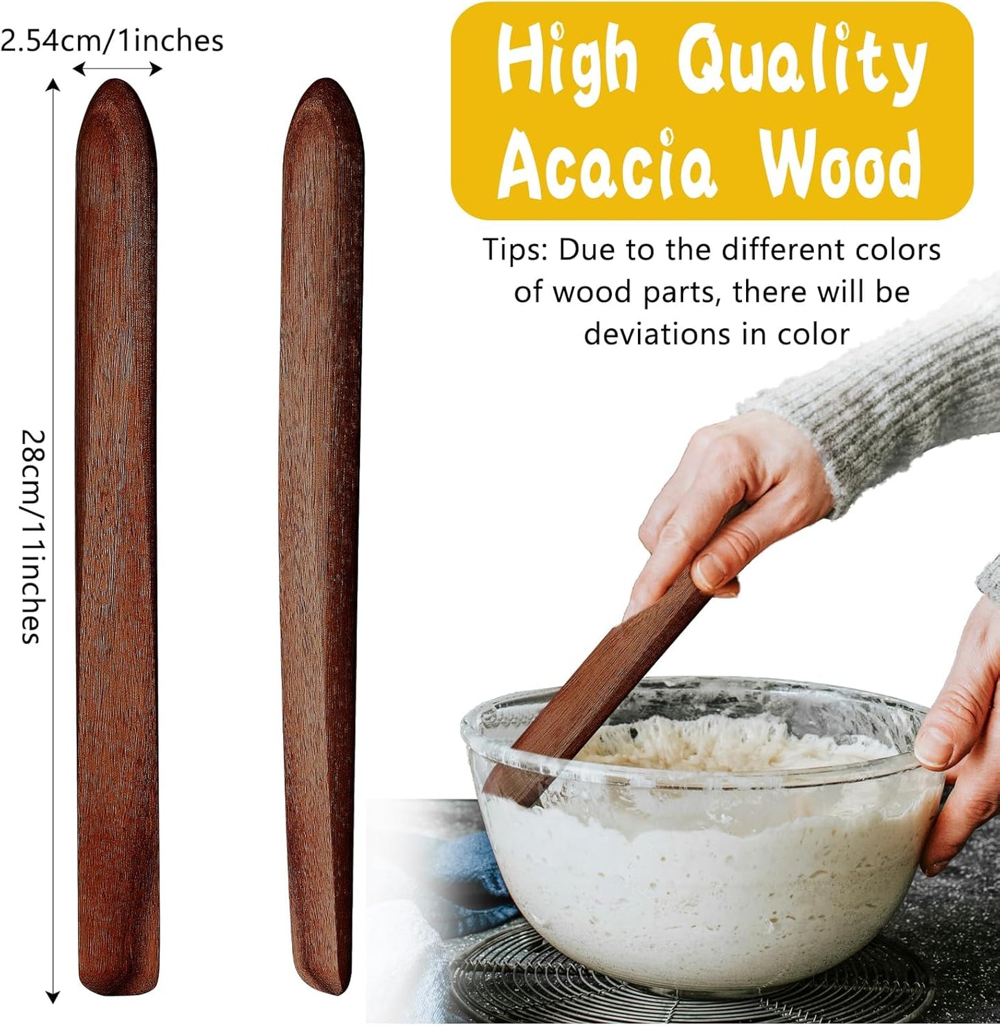 11 Inch Wooden Sourdough Bread Mixing Stir Stick Spurtle Wooden Sourdough Bread Making Tools Paddle Stirring Stick