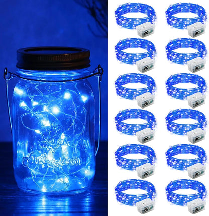ZGWJ Fairy Lights - 12 Pack Battery Operated 7ft Mini LED String Lights | Silver Wire, 3 Modes for DIY Decor