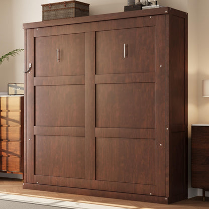 Full Murphy Bed Space-Saving Wall Bed, can be Folded into a Cabinet Bed for Multipurpose Guest Room or Home Office, Espresso