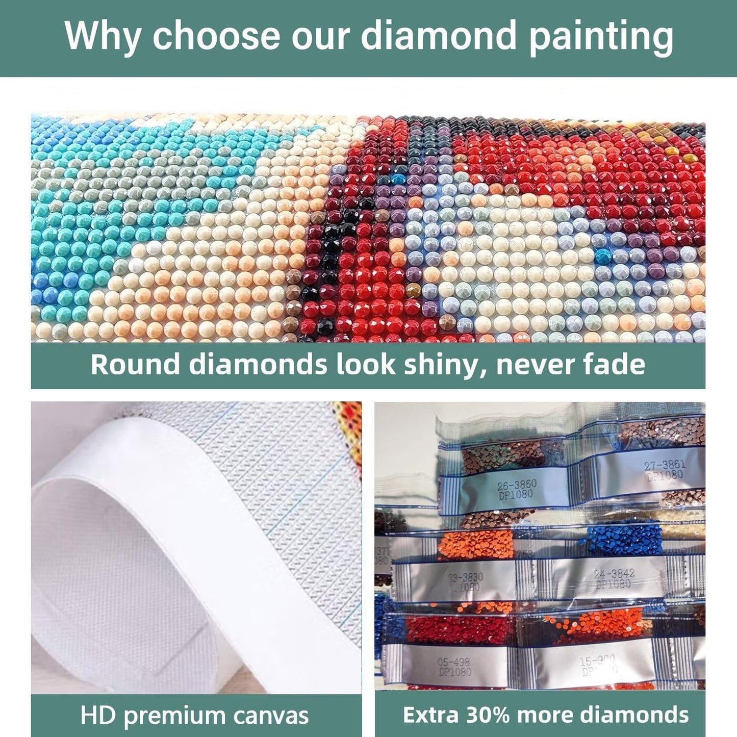 3 Pack Cute Cow Bathroom Diamond Art Kits - DIY 5D Farm Animal Diamond Painting Kits for Beginners, DIY Full Drill Diamonds Painting Kits Pictures with Diamond Gem Art Home Wall Decor 12'' x16''