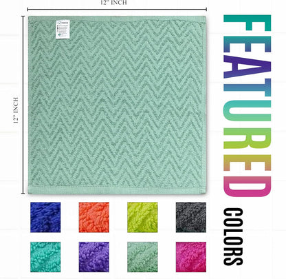 '-24 Pack -12" 12"- ZUPERIA Zigzag Multicolor Wash Cloths x Highly Absorbent Soft Washcloths for Face, Gym Towels, Hotel