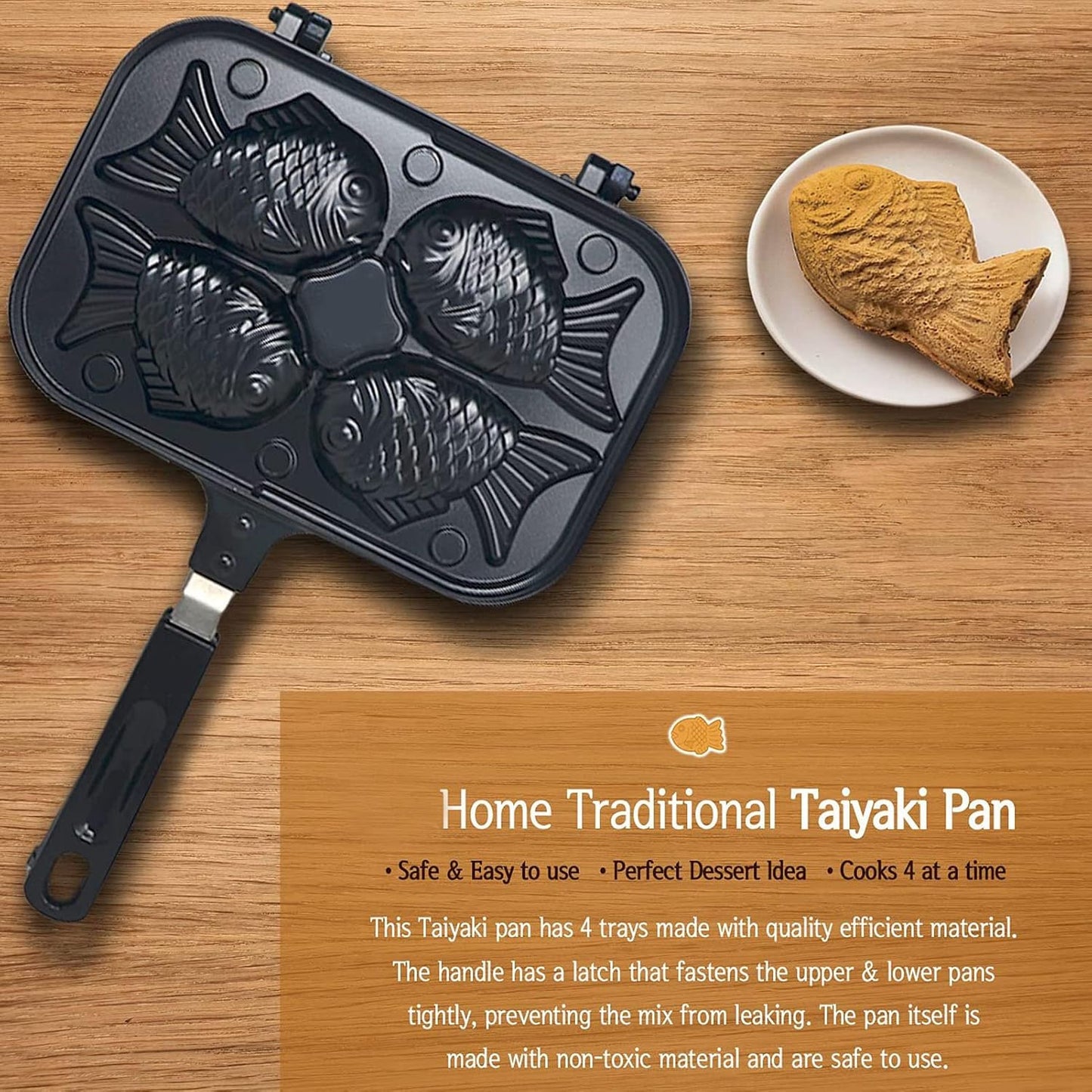 Luqeeg Taiyaki Pan, Japanese Non Stick Fish Shaped Pancake Baking Pan for Home Cooking Party Dessert