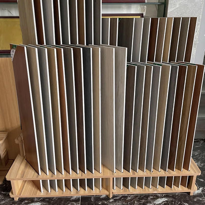 Floor Tile Sample Rack,Wooden Display Shelf for Building Materials - Stylish Long Strip Tile Stand for Marble & Floor Samples, Space-Saving Retail Store & Trade Show Rack (117x42)