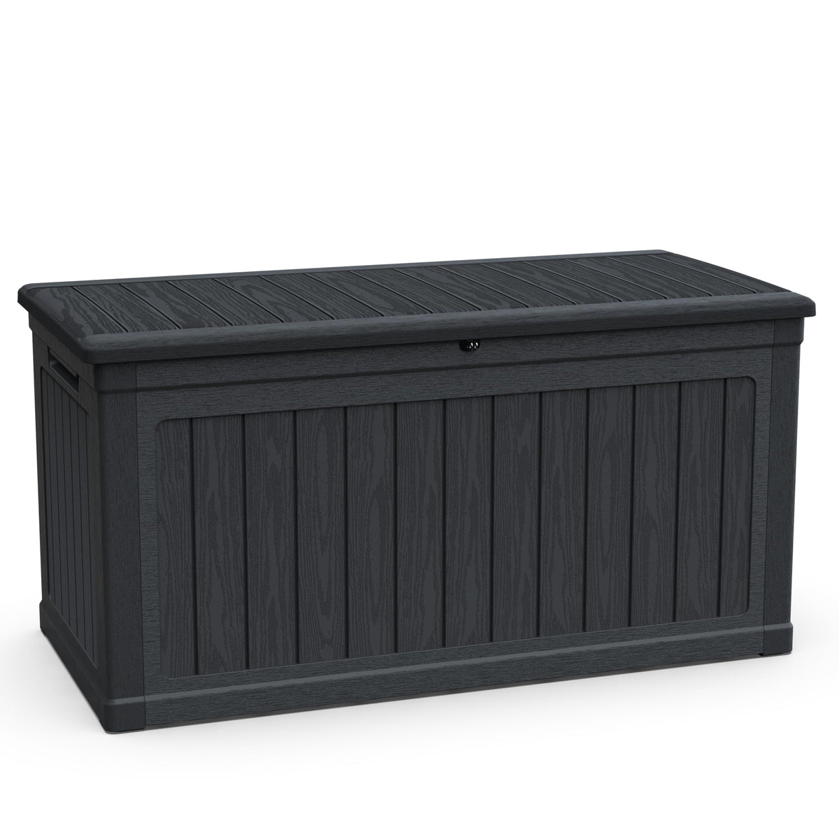 230 Gal Weatherproof Deck Box Large Outdoor Storage Organizer, Double Wall Resin Storage Chest for Patio Furniture, Cushions & Tools, Waterproof, Lockable, Bench Style Table (440lbs Capacity, Black)