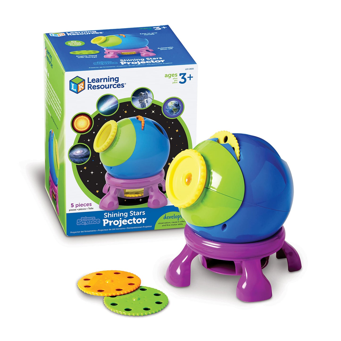 Learning Resources Shining Stars Projector - Space and Planets Exploration for Kids, Astronomy Toys, Toddlers Stargazing Toy, Glow in the Dark Stars, Galaxy and Astronaut Night Lights Observation