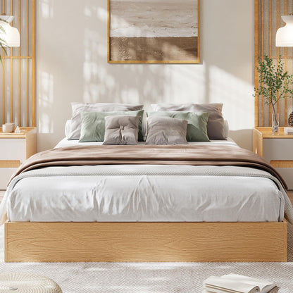 GarveeHome California King Wood Platform Bed Frame,Wooden Bed Frame Without Headboard, Wood Slat Support,No Box Spring Needed, Easy Assembly