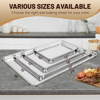 BIEAMA 6 Pack Half Size Baking Sheet Pan Aluminum Commercial Pan for Oven Freezer Bakery Hotel Restaurant 18" × 13"