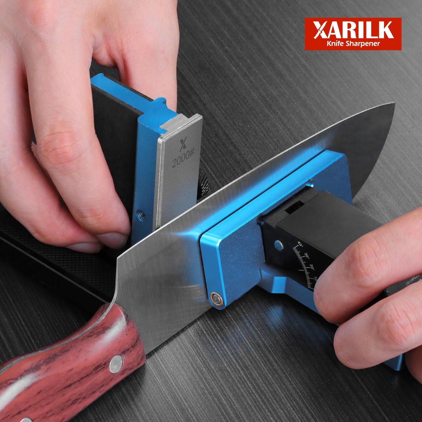 XARILK Upgraded Rolling Knife Sharpener Kit – Adjustable 10 – 40°, Removable Diamond Stones (320#, 800#, 2000#), Compact & Portable – Premium Knife Sharpening System for Kitchen & Outdoor Use