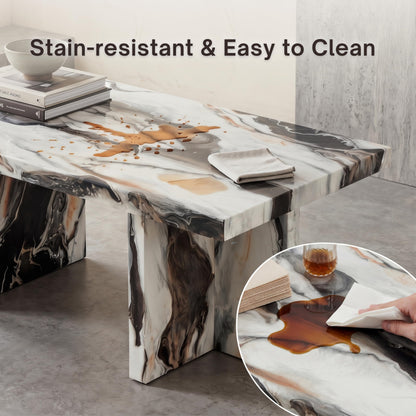 Roundhill Furniture Mchome 3-Piece Coffee Table Set, Coffee Table and Two End Tables, Off-White Faux Marble