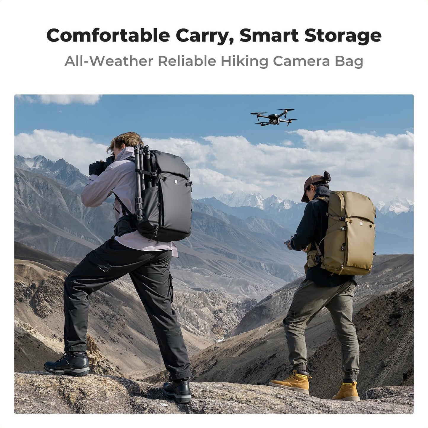 K&F CONCEPT Camera Backpack, 40L Large Capacity Camera Bag, Waterproof DSLR Camera Back Pack, Extra Large Photography Bag Backpack