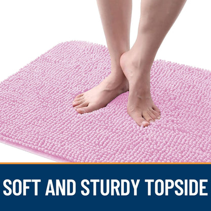 OLANLY Dog Door Mat - Absorbent Non-Slip Chenille for Muddy Paws | 34x21 Inches, Quick Dry, Pink