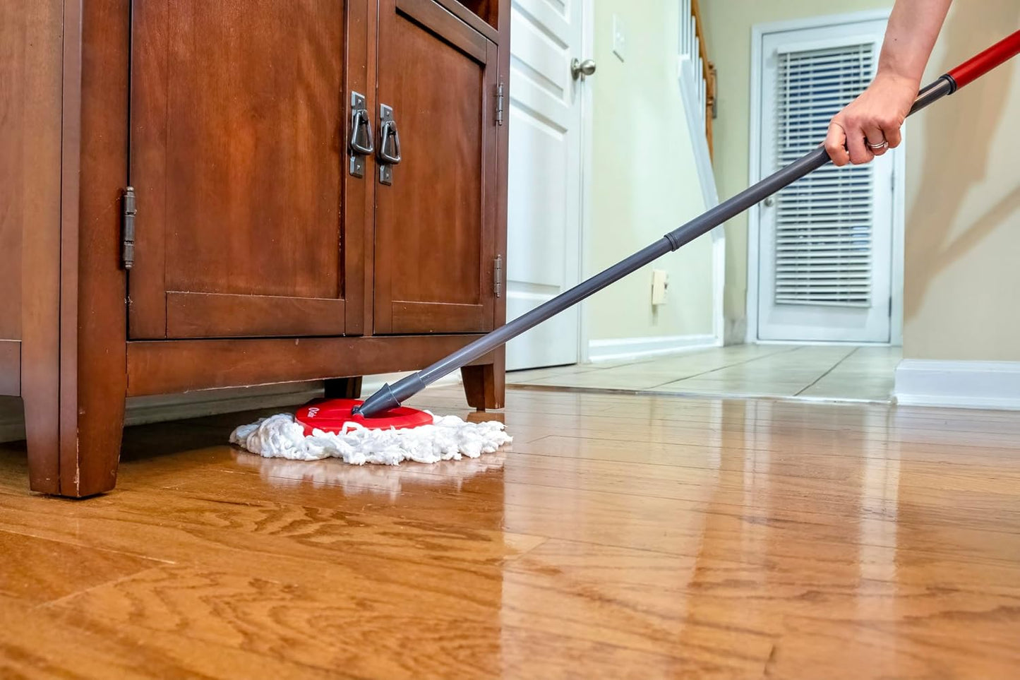 O-Cedar EasyWring Microfiber Spin Mop System - Includes 2 Extra Refills | Red/Gray Color