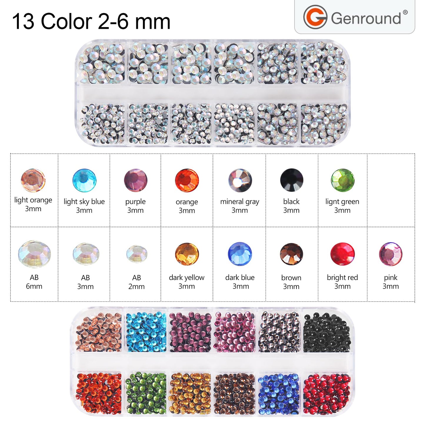 Genround Hotfix Rhinestone Setter, LCD Display Hotfix Applicator Tool Bedazzler Kit with Rhinestones Hot Fixed Wand for Clothes Clothing Fabric Crafts 6000pcs AB Crystal Clear 3 Gems Sizes Tips