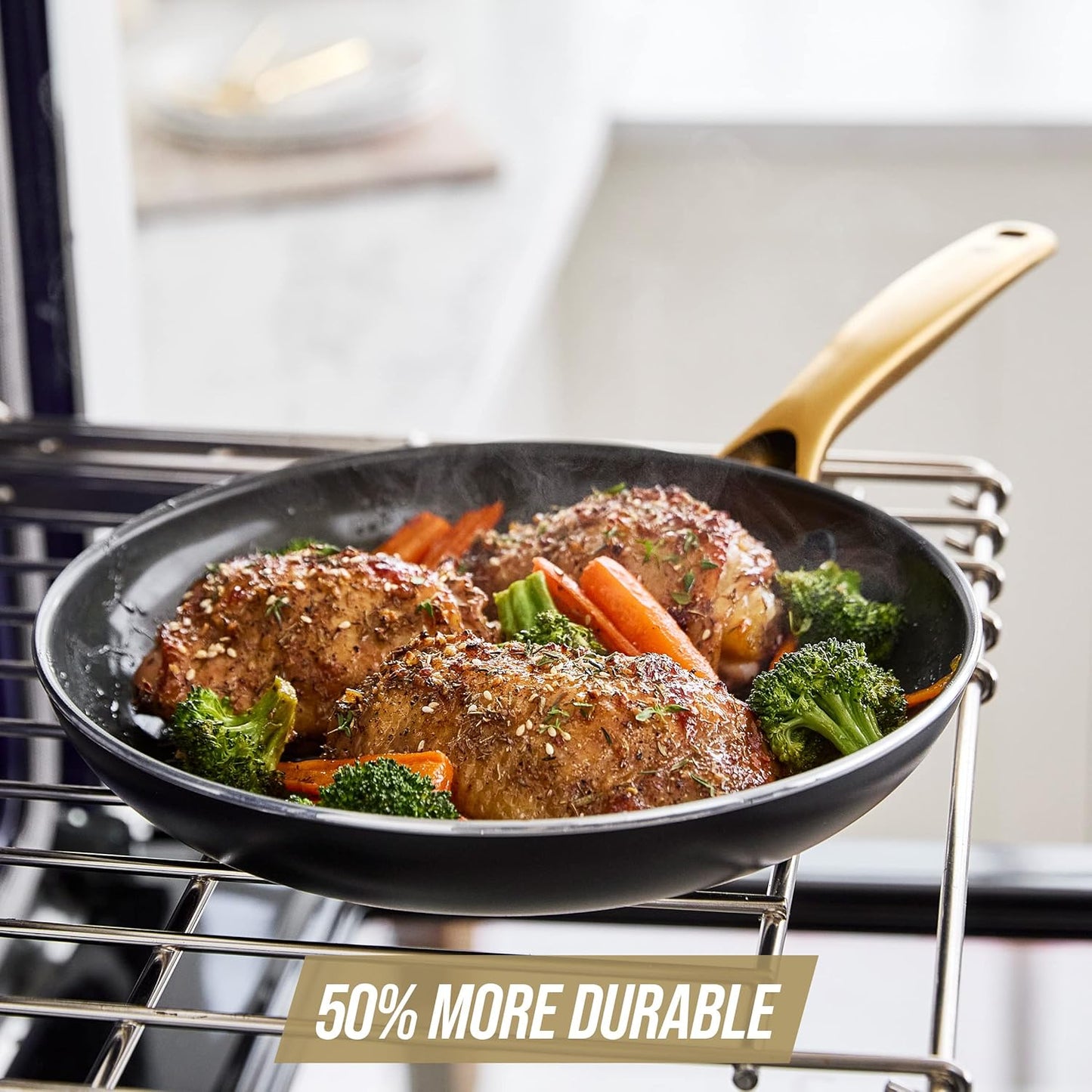 Blue Diamond Gold 10" Frying Pan Skillet, Ceramic Nonstick, PFAS Free, Induction Suitable, Dishwasher Safe