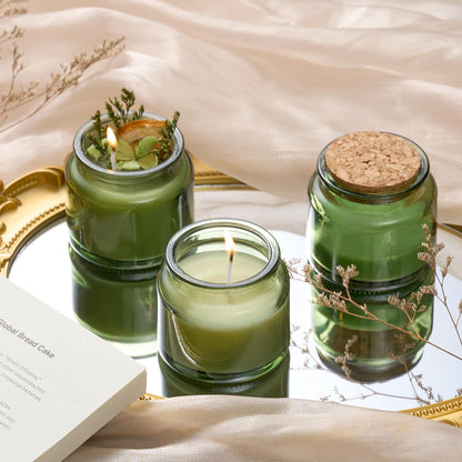 Danmu 3oz Glass Candle Jars,Candle Jars for Making Candles,Wedding,Baby Shower,Party Favors Decoration 24 Pack(Green)