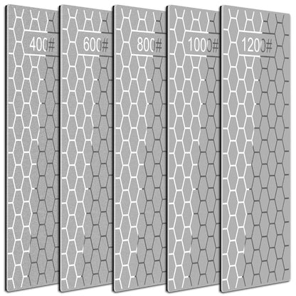 Diamond Sharpening Stone, 5 Pcs Knife Sharpener Stone with Non-Slip Base, Diamond Sharpening Plate for Scissors Pocket Knife Outdoor Kitchen Sharpening Tools (400/600/800/1000/1200 Grit)