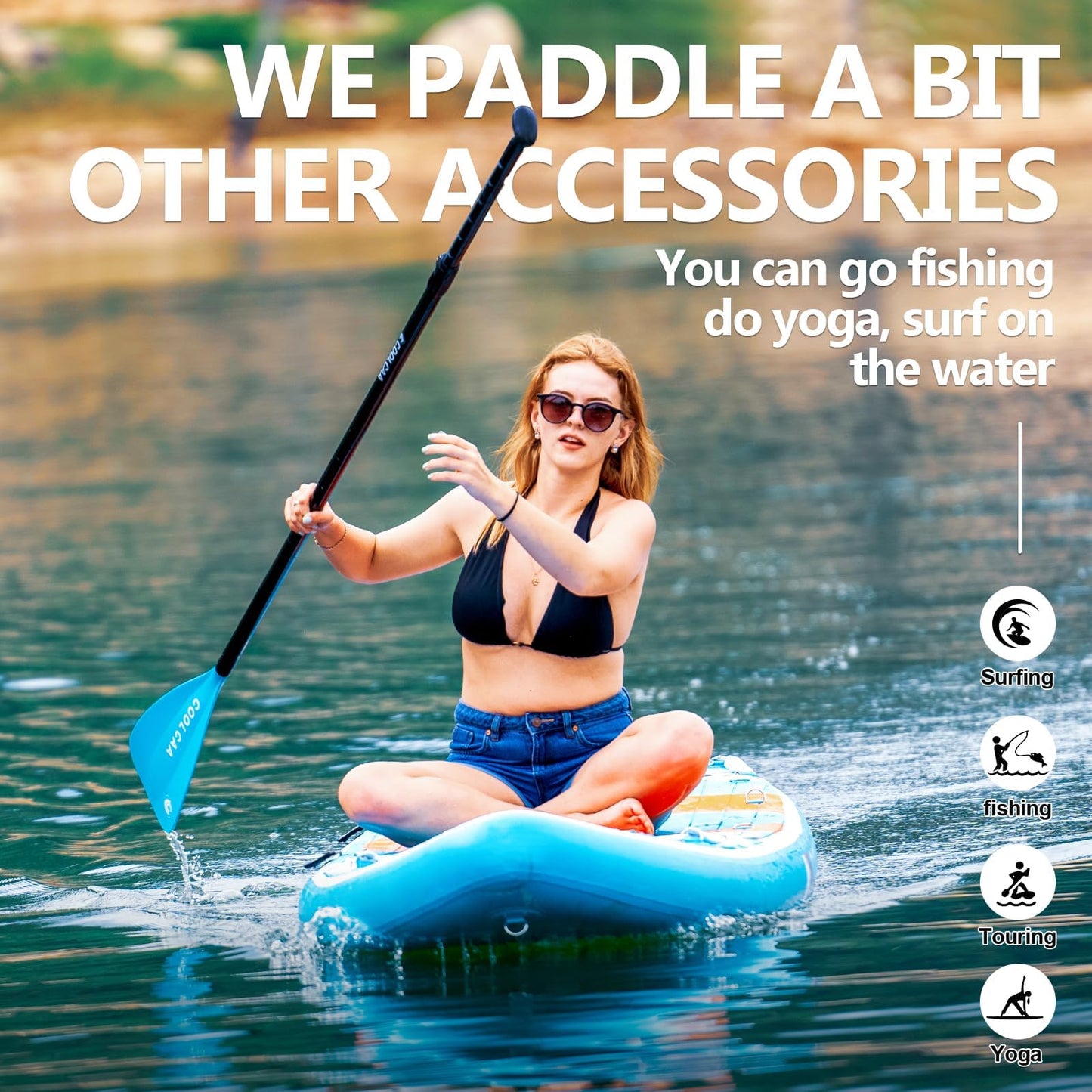 COOLCAA Mermaid 11'6" Inflatable Stand-Up Paddle Board, 460Lbs Capacity SUP Board with 34'' Extra Wide, Fishing Paddleboard with Accessories & Bag for Adults Youth (Seabed)