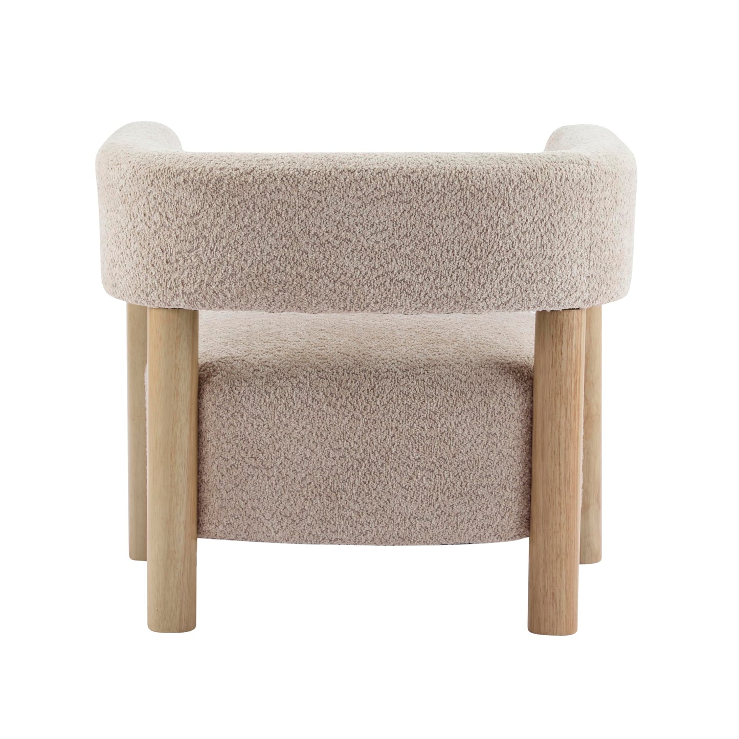 Christopher Knight Home Carly Low Profile Accent Chair, Round Backrest Side Chair, Living Room Armchair with Boucle Fabric Cushion, Comfy Reading Chair for Bedroom, Wooden Single Lounge Sofa, Wheat