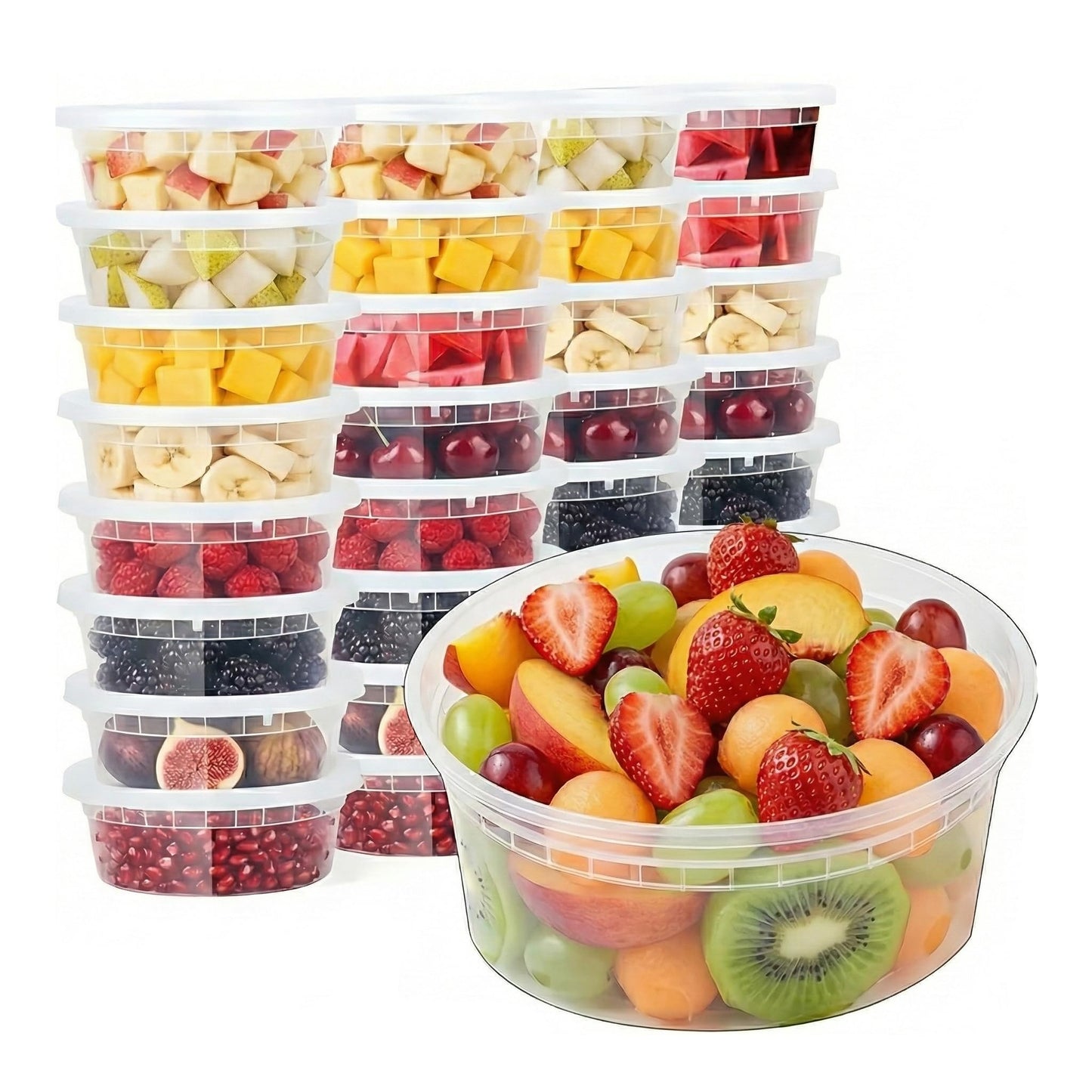 Pokanic Food Storage Containers [10 Set] x [8 oz] Plastic Deli Containers with Lids Slime Soup Meal Prep Containers | BPA Free | Stackable | Leakproof | Microwave/Dishwasher/Freezer (10 Set, 8 oz)