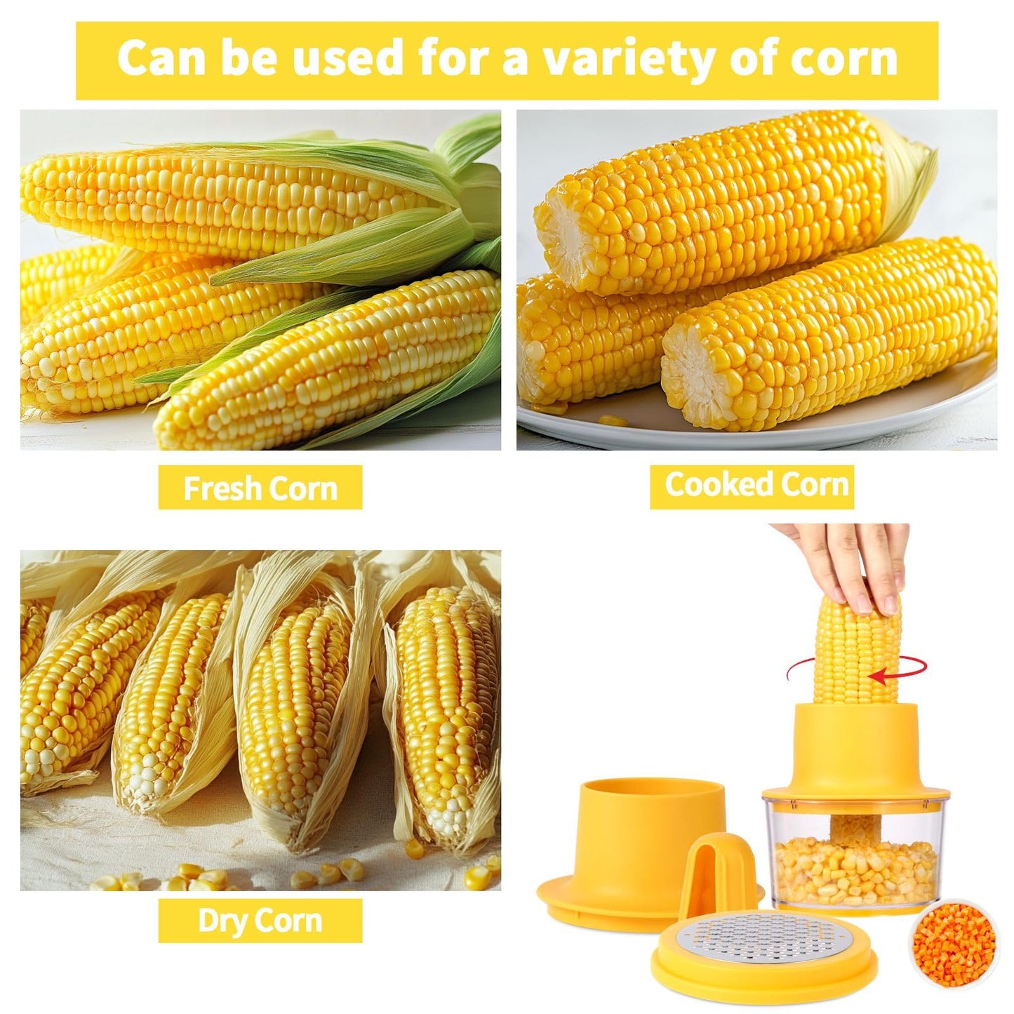 LIIGEMI Corn Cob Strippe,Corn Peeler for Corn on the Cob,Corn Kernel Remover Tool with Anti Slip Cover,Corn Cutter Easy to Use