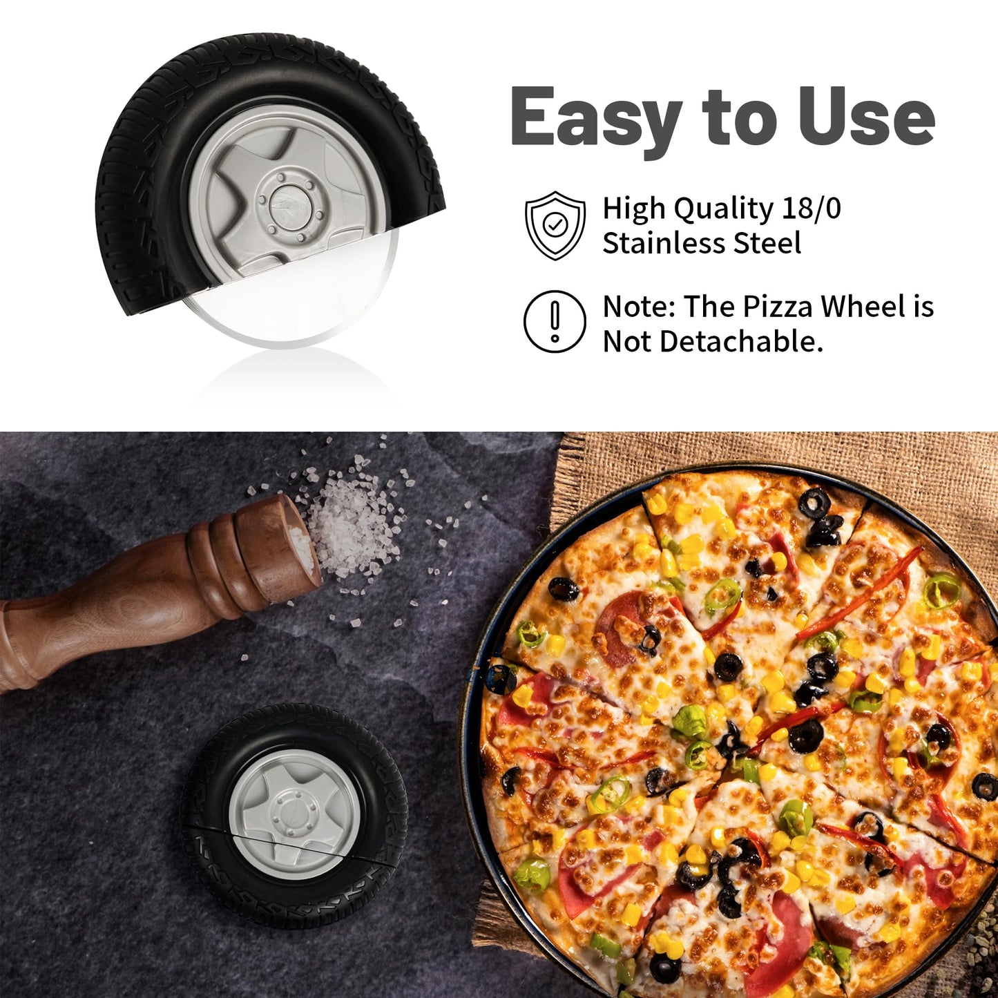 YOBRO Tire Pizza Cutter Wheel By YOBRO- Pizza Cutter, Pizza Slicer Stainless Steel, Funny Kitchen Accessories,gift for Car Lovers,White Elephant Gifts,Stocking Stuffers for Family