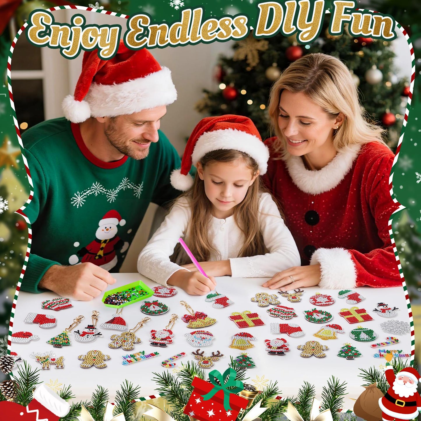Diamond Painting Advent Calendar 2026 for Girls Kids 24 Days Christmas Countdown Calendar with Dimond Art Painting Kits Accessories for DIY Gem Keychains Crafts for Christmas Gift
