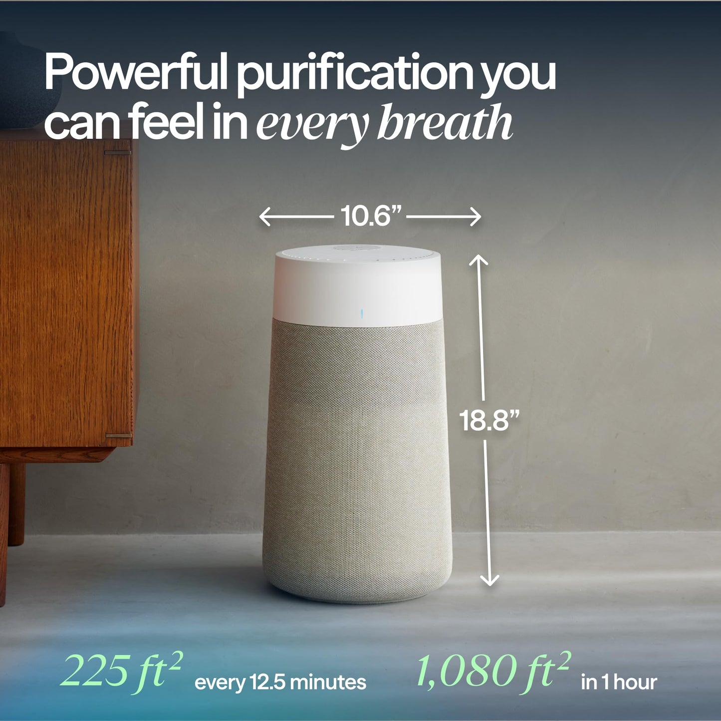 BLUEAIR Purifier for Bedroom - Mini Restful - Sunrise Clock with HEPASilent Filtration and Wake Up Light - Cleans Air and Supports Circadian Rhythm - USB-C and App Connectivity