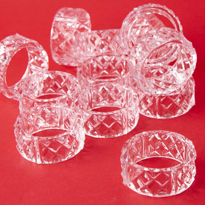 Factory Direct Craft Set of 12 Crystal Look Acrylic Napkin Rings for Table Decor