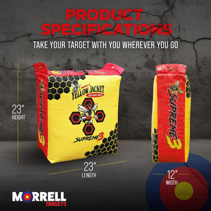 Morrell Yellow Jacket 3 Pack Supreme 3 Archery Bag Target 23"x12" Professional General, Weatherproof, 54 Layers, Dual-Side Shooting, MLDD Construction
