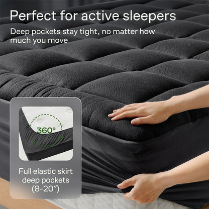 Niagara Sleep Solution Ultra Soft Mattress Topper - Bamboo Viscose Pillow Top for Back Pain Relief | Full Size, Black