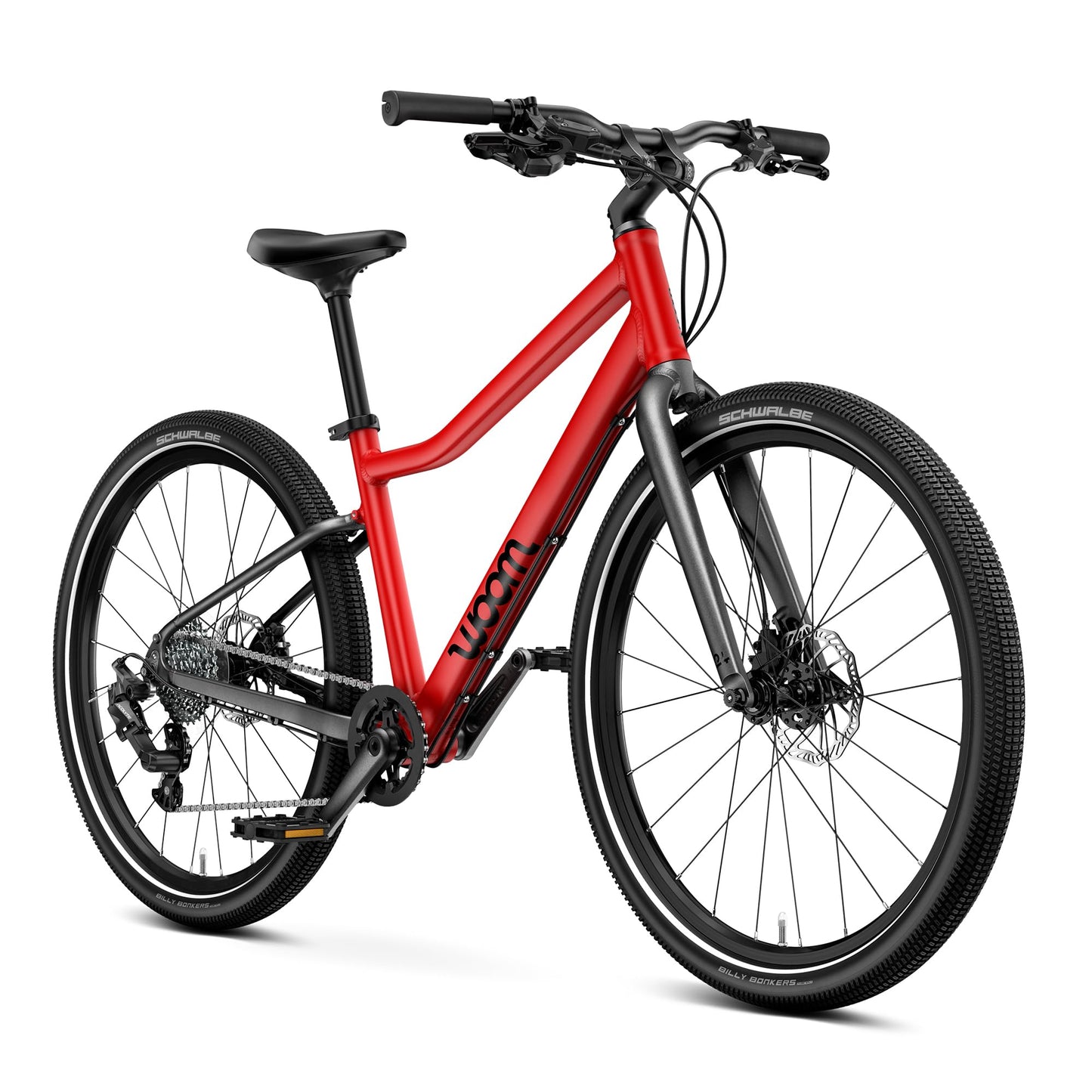 woom Explore 5 Bicycle for Kids 7 to 11 Years Old, 24-Inch Lightweight 8-Gear Road & Mountain Bike for Boys & Girls - Red