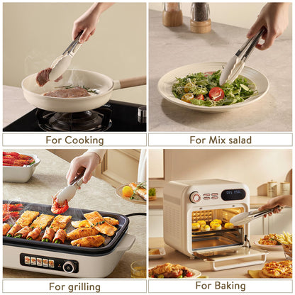 CAROTE Tongs for Cooking Heat Resistant Stainless Steel Kitchen Tongs with Non Scratch Silicone Tips, Perfect for Nonstick Cookware, BBQ Tongs Set of 3 (7"+9"+12")
